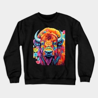 Bison Colorful American Bison Crewneck Sweatshirt